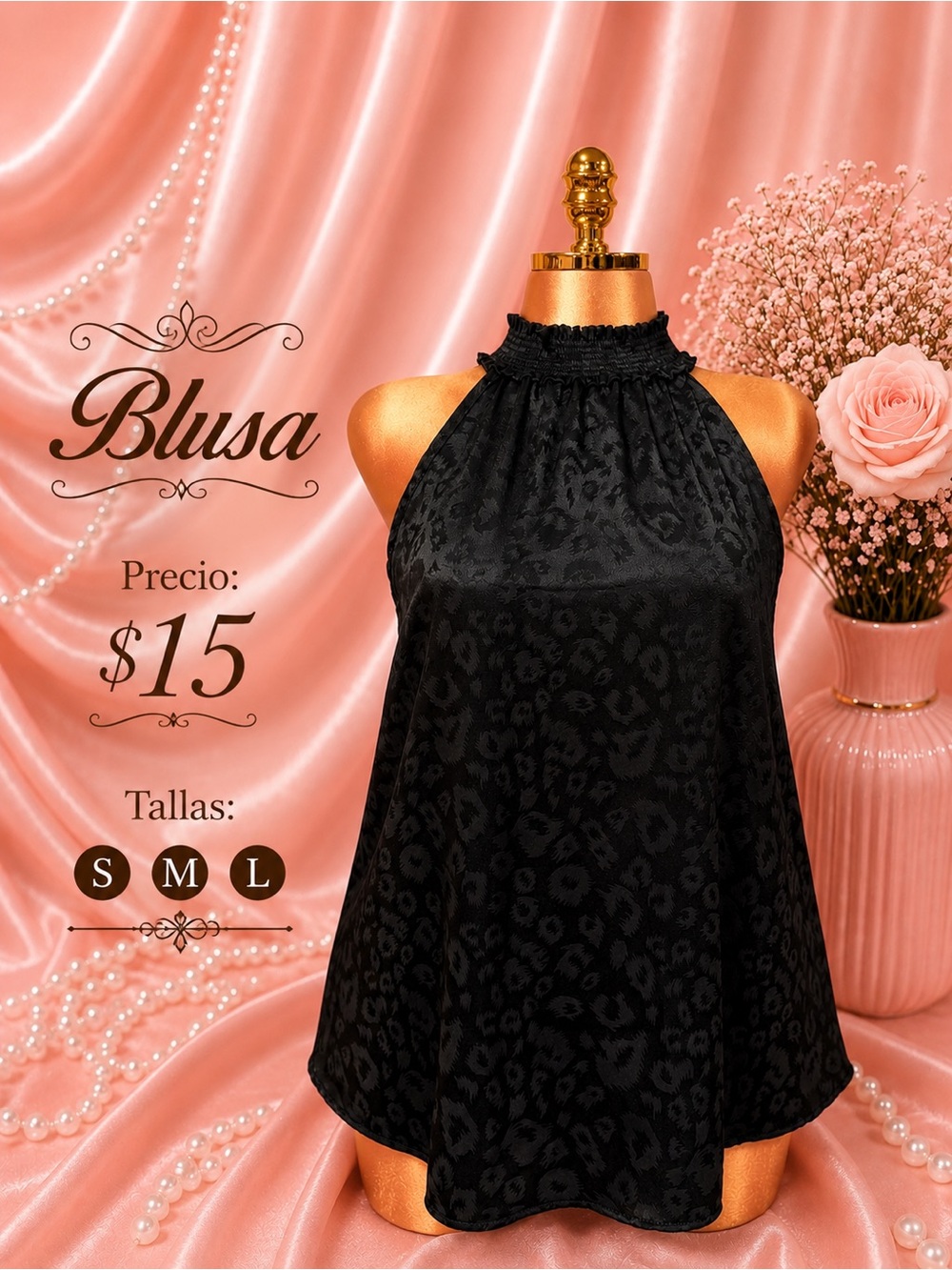 Black Halter Blouse - Elegant Women’s Top S/M/L
